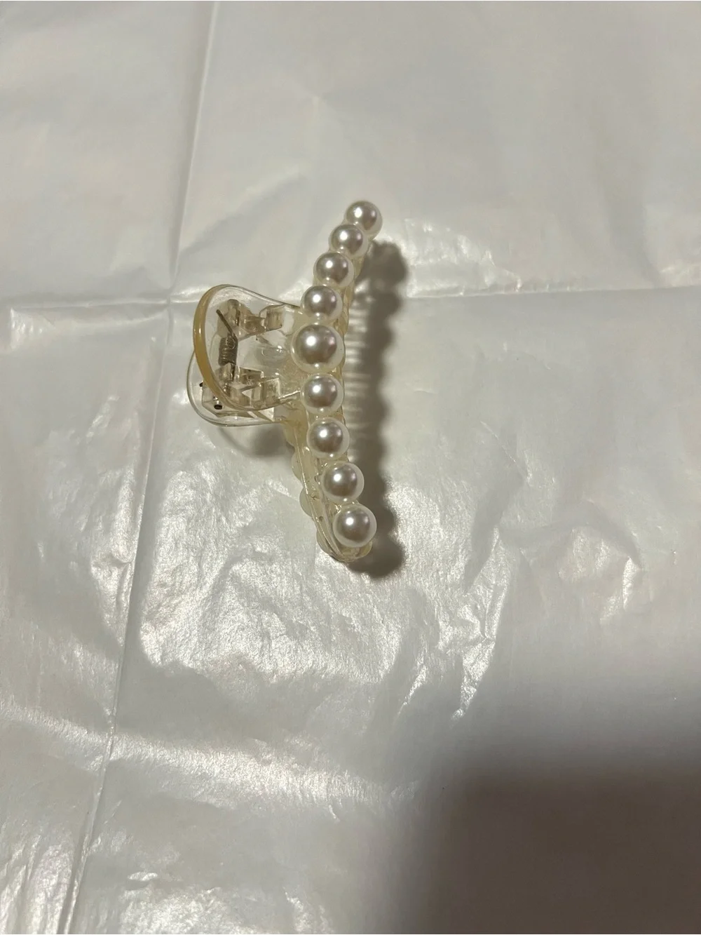 Pearl Accent Cream Hair Claw Clip for Women